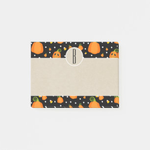 Halloween-Kürbisse Kraft rustikales Monogramm Post-it Klebezettel
