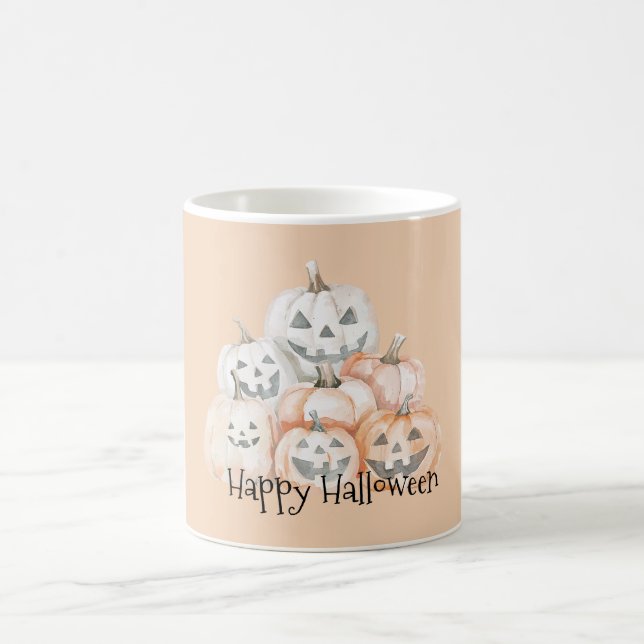 Halloween Kürbisse mit Gesichtern Kaffeetasse (Mittel)