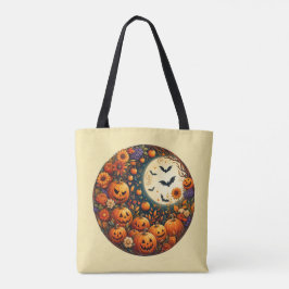 Halloween-Kürbisse, Mond & Fledermäuse-Tragetasche Tasche
