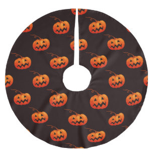 Halloween-Kürbisse, orange Kürbisse, Süßes oder Sa Polyester Weihnachtsbaumdecke