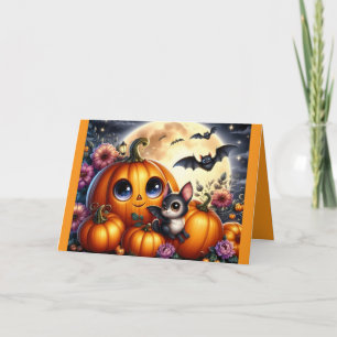 Halloween-Kürbisse und Fledermäuse-Grußkarte Karte
