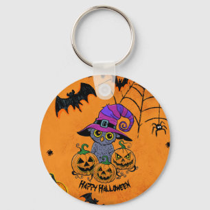 Halloween, Kürbisse und Fledermäuse Klassik Rund s Schlüsselanhänger