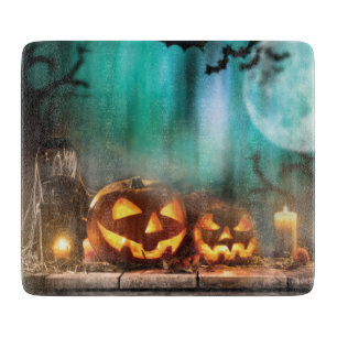 Halloween-Kürbisse und Fledermäuse Schneidebrett