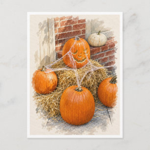 Halloween-Kürbisse Wasserfarben Postkarte