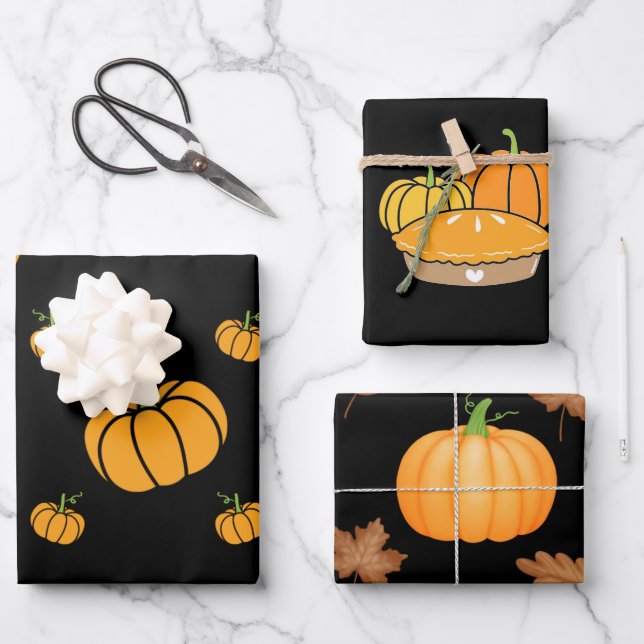 Halloween-Kürbiswaschpapier Geschenkpapier Set (Vorderseite)