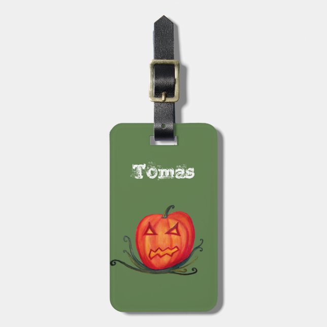 Halloween ,Kürkin Individuelle Name Gepäckmarken Gepäckanhänger (Vorderseite vertikal)