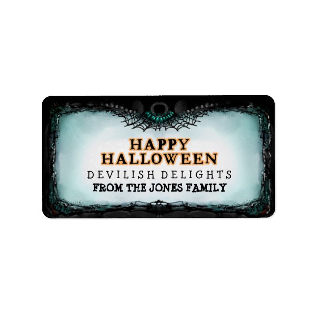 Halloween Label Happy Halloween - Leckereien Label Adressaufkleber (Vorne)