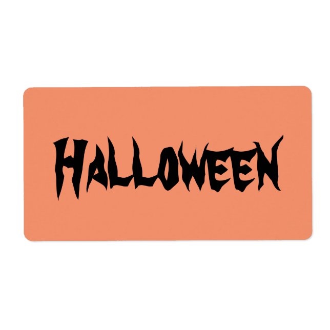 Halloween-Labels mit schwarzem Text auf Orange (Vorne)