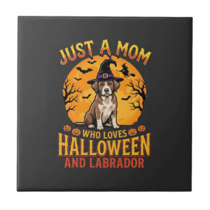 Halloween Labrador Mama Hexenhund Design_1 Fliese