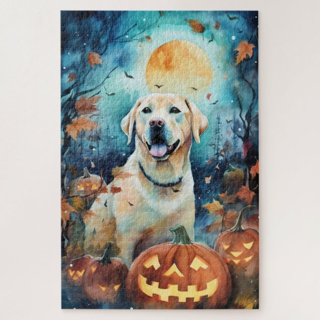 Halloween Labrador mit Pumpkins Beängstigend (Vertikal)