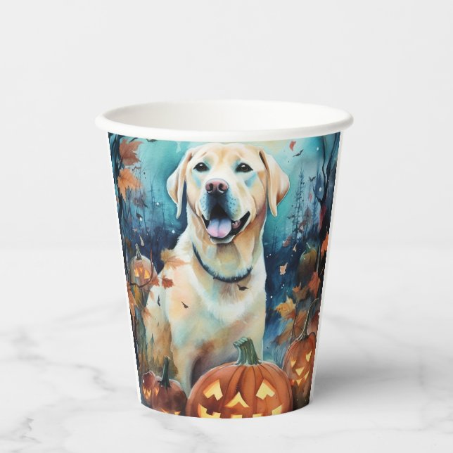 Halloween Labrador mit Pumpkins Beängstigend Pappbecher (Vorderseite)