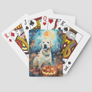 Halloween Labrador mit Pumpkins Beängstigend Spielkarten