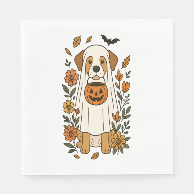 Halloween Labrador Retriever Blume Serviette (Vorderseite)