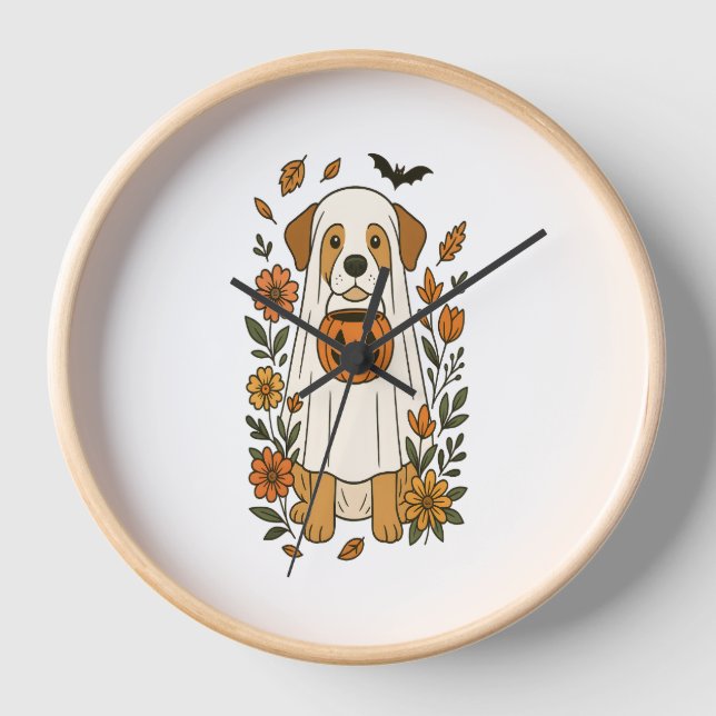Halloween Labrador Retriever Blume Uhr (Vorderseite)