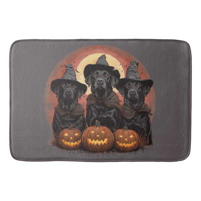 Halloween Labrador Retriever Hunde Hexenhats Badematte (Vorderseite)