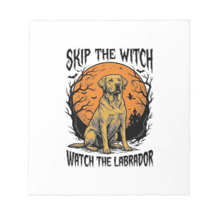 Halloween-Labrador-Shirt mit Grusel-Hund-Warnung_1 Notizblock