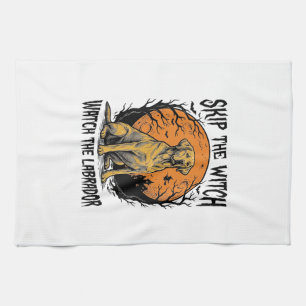 Halloween Labrador Shirt mit gruseliger Hundewarnu Geschirrtuch