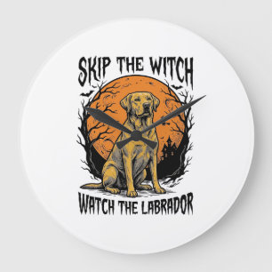 Halloween Labrador-Shirt mit gruseliger Hundewarnu Große Wanduhr