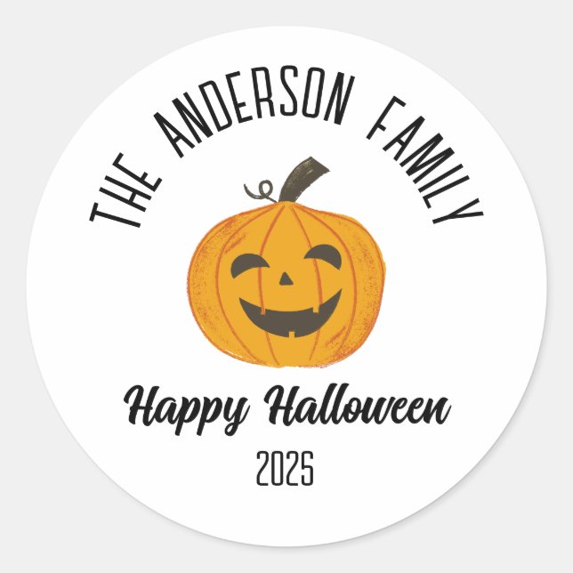 Halloween Lächeln Pumpkin Face Personalisierter Na Runder Aufkleber (Vorderseite)
