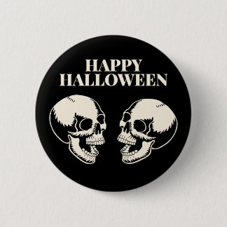 Halloween Lachende Schädel Spaß und Schrecken Button