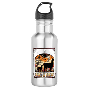 Halloween-Lama-Shirt Grusel-Treat-Friedhof-Kunst_1 Edelstahlflasche