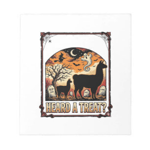 Halloween-Lama-Shirt Grusel-Treat-Friedhof-Kunst_1 Notizblock