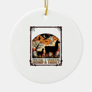 Halloween-Lama-Shirt Grusel-Treats-Friedhofs-Kunst Keramik Ornament