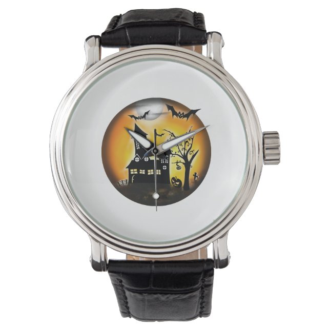 Halloween-Landschaft Armbanduhr (Vorderseite)