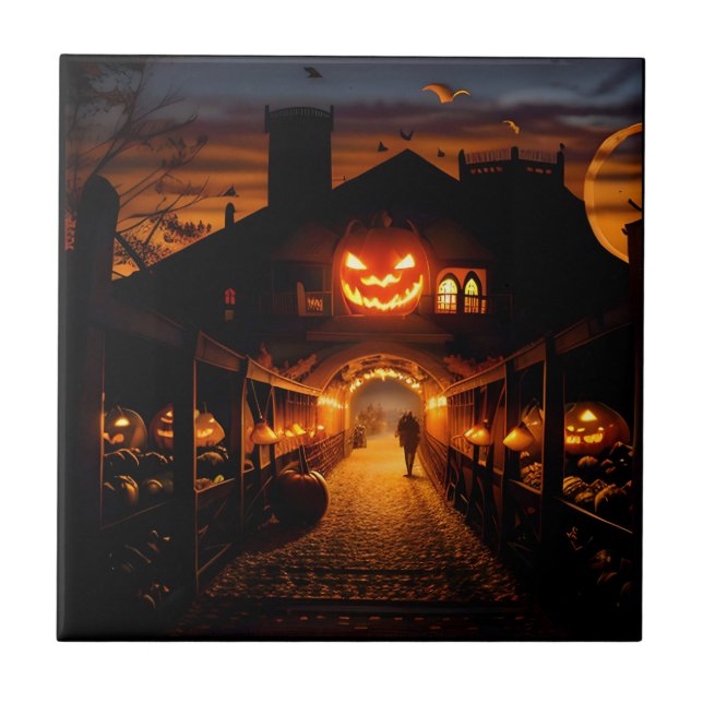 Halloween Landschaft Fünf Fliese (Vorderseite)