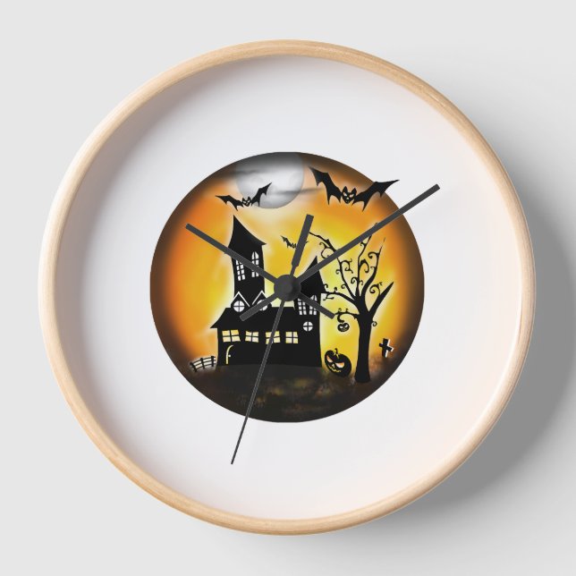 Halloween-Landschaft Uhr (Vorderseite)