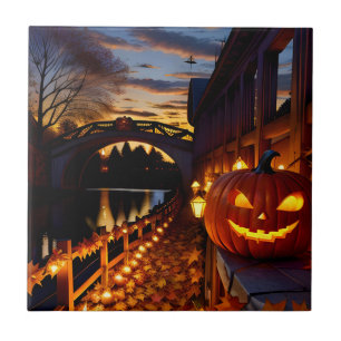 Halloween Landschaft Vier Fliese