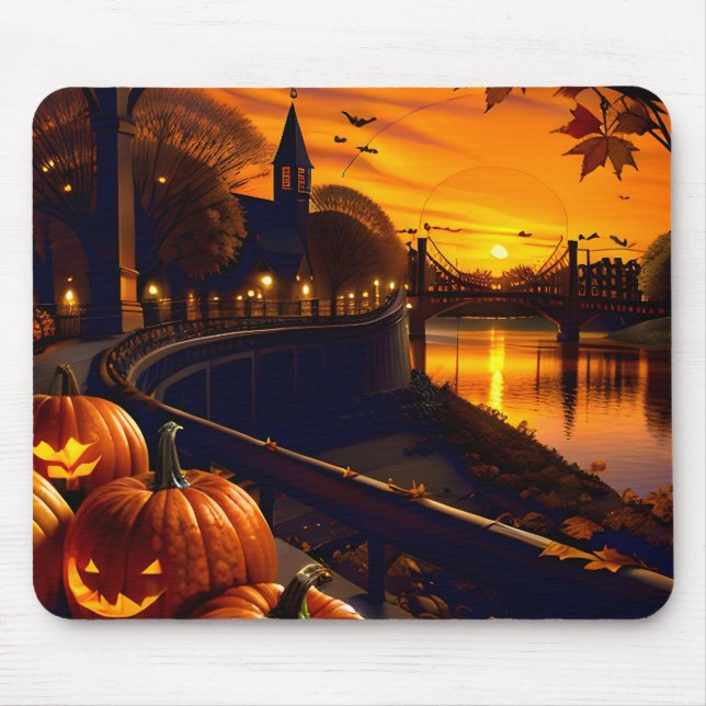 Halloween Landschaft Zwei Mousepad (Vorne)