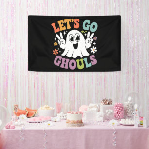 Halloween Lass uns gehen Ghule Geist Retro Kostüm Banner