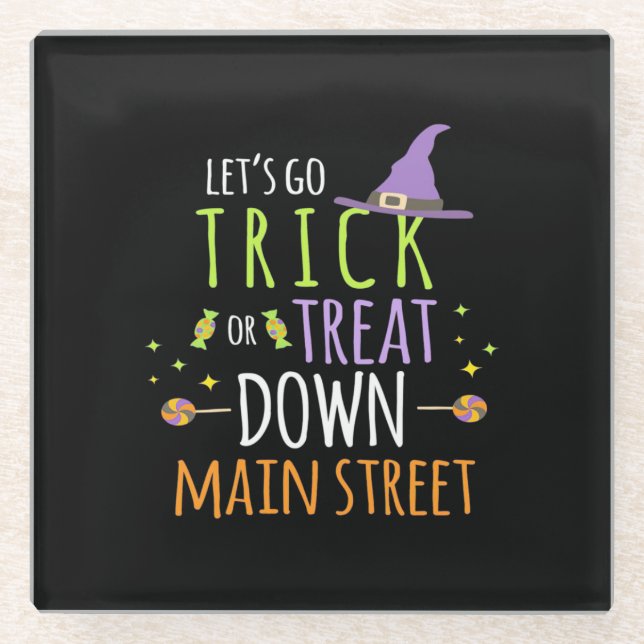 Halloween-Lassenden gehen trick oder behandeln Glasuntersetzer (Vorderseite)