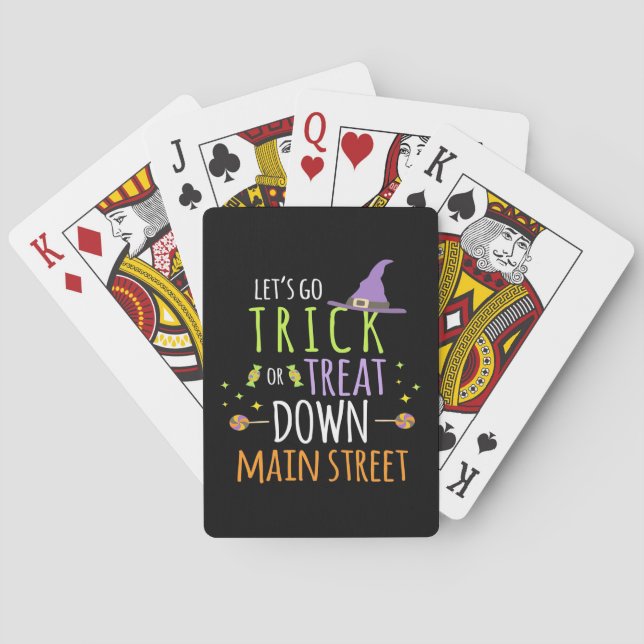 Halloween-Lassenden gehen trick oder behandeln Spielkarten (Rückseite)