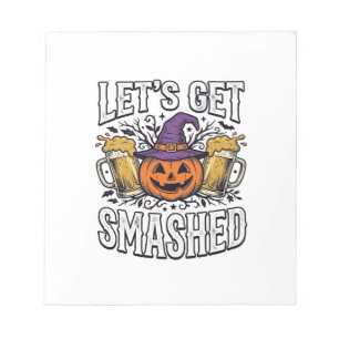 Halloween Lasst Uns Zerschmettern Kürbis Bier Notizblock