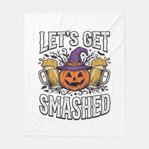 Halloween Lasst Uns Zerstören Kürbis Bier Fleecedecke