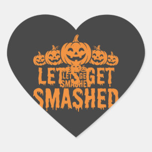 Halloween Lasst Uns Zerstören Kürbis Herz-Aufkleber