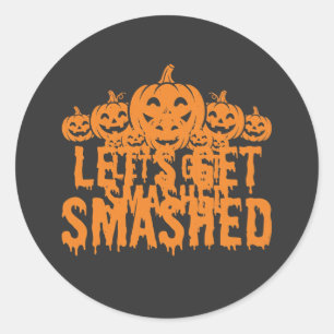 Halloween Lasst Uns Zerstören Kürbis Runder Aufkleber