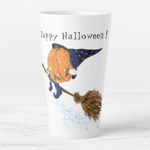 Halloween Latte Mug Sorcière Citrouille Voler Broo