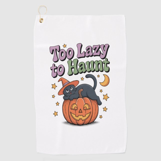Halloween Lazy Ghost Golfhandtuch (Vorderseite)