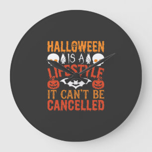 Halloween-Lebensstil Fledermaus Kürbis Typografie Große Wanduhr