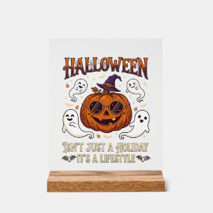 Halloween-Lebensstil-Kürbis-Sonnenbrille Hexenhut Acrylschild