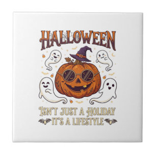 Halloween-Lebensstil-Kürbis-Sonnenbrille-Hexenhut  Fliese