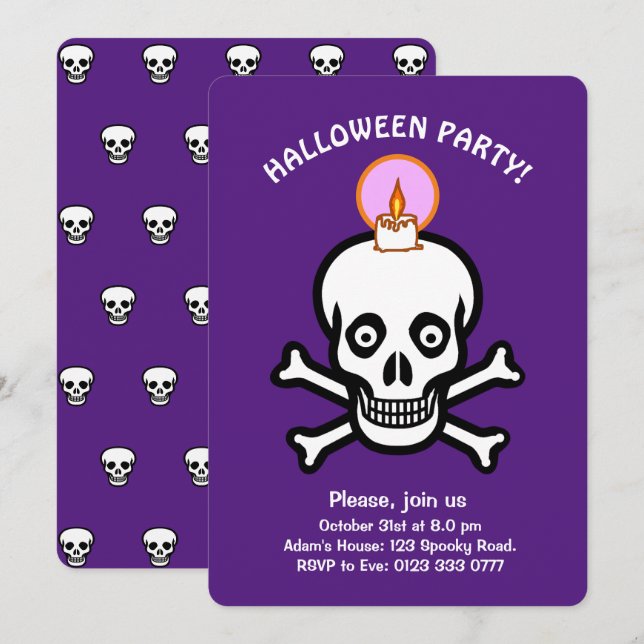 Halloween Leckerbissen auf königliche lila Einladu Einladung (Vorne/Hinten)