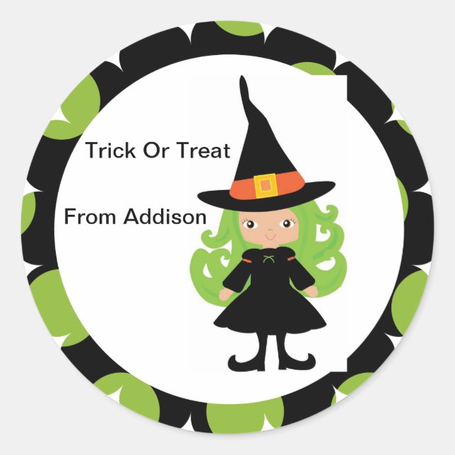 Halloween Leckerei Beutel Personalisiert Runder Aufkleber (Vorderseite)