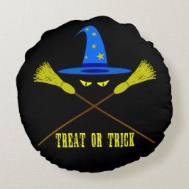 Halloween Leckerei oder Trick Black Rundes Kissen