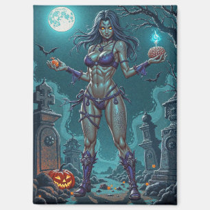 Halloween-Leckerei oder Zombie-Freundin mit Gehirn Magnet