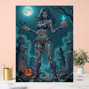 Halloween Leckerei oder Zombie Girlfriend w Brains Acrylschild