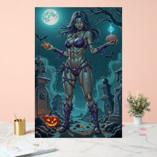 Halloween Leckerei oder Zombie Girlfriend w Brains Acrylschild